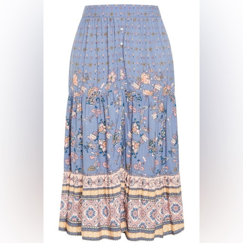 City Chic Willow Maxi Skirt Blue Angel Floral Pastel M US 18 K1